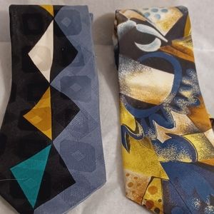 Bugatti 100% Silk and Havana Fashion set of 2 ties